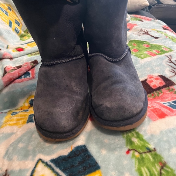 Navy UGG Bailey Bow Boots - Picture 2 of 7